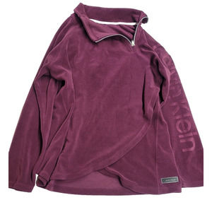 Ladies Calvin Klein Fleece Jacket Large Purple Sleeve Logo‎